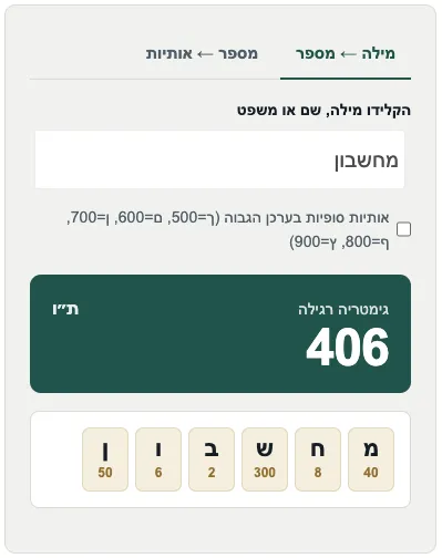 מחשבון גימטריה